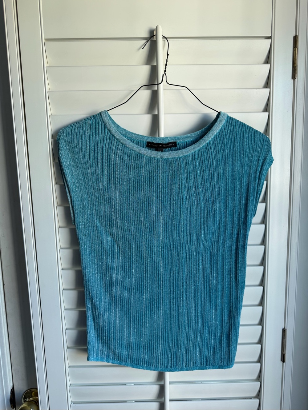 Cyber Y2K White House Black Market metallic blue top sz Small